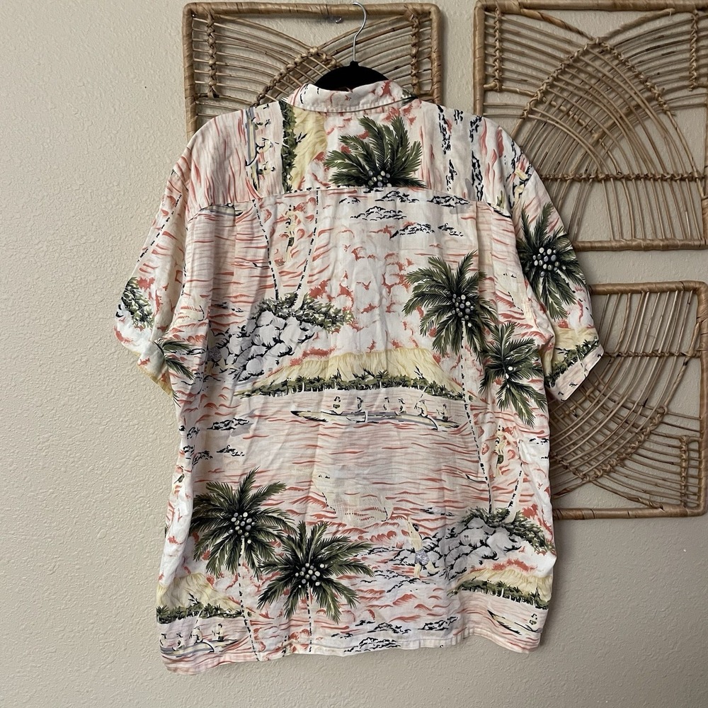 Patagonia Hawaiian Aloha Print Shirt Paddling Diamond Head Palm‎ Sz L/XL? B5 - Picture 2 of 10